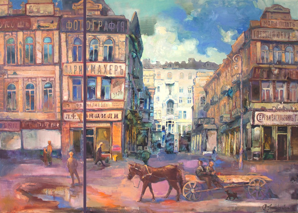 Impressionistic Cityscapes Oil Painting By Anastasiia Grygorieva, 55 X 39, The Story Of The Passage, Original Artwork