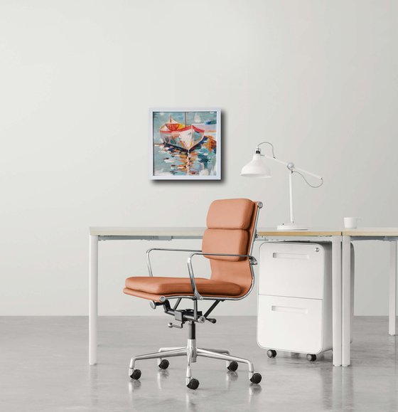 Sunlit Boat Reflections