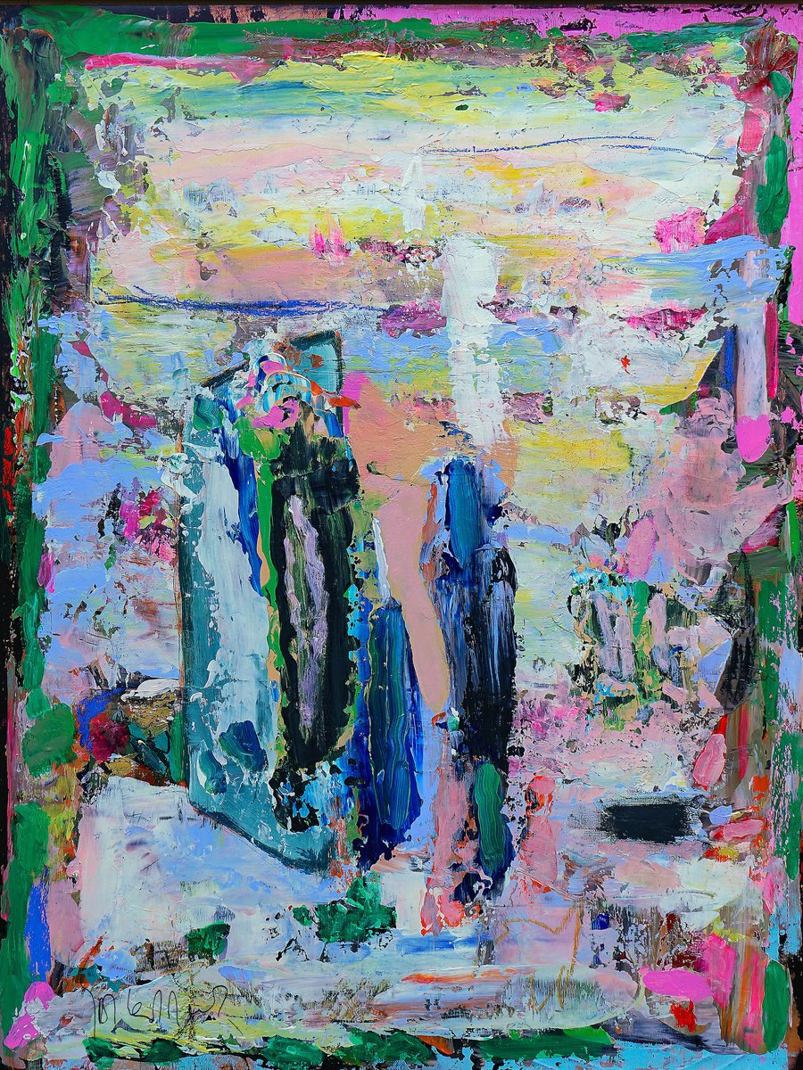 Organic Abstract Acrylic Painting By Geert Lemmers Fpa, 26 X 33, A New Archeology 69, Original Artwork