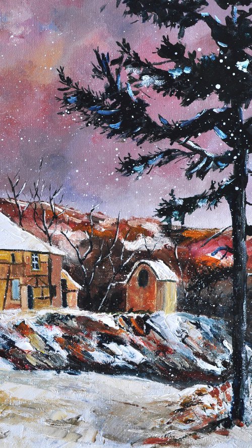 A village in winter Houroy by Pol Henry Ledent