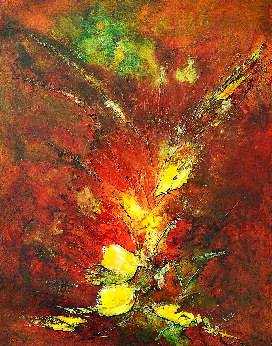 Abstract Acrylic Painting By Thierry Vobmann. Abstract ., 29 X 36", Cocktail Exotique, Original Artwork