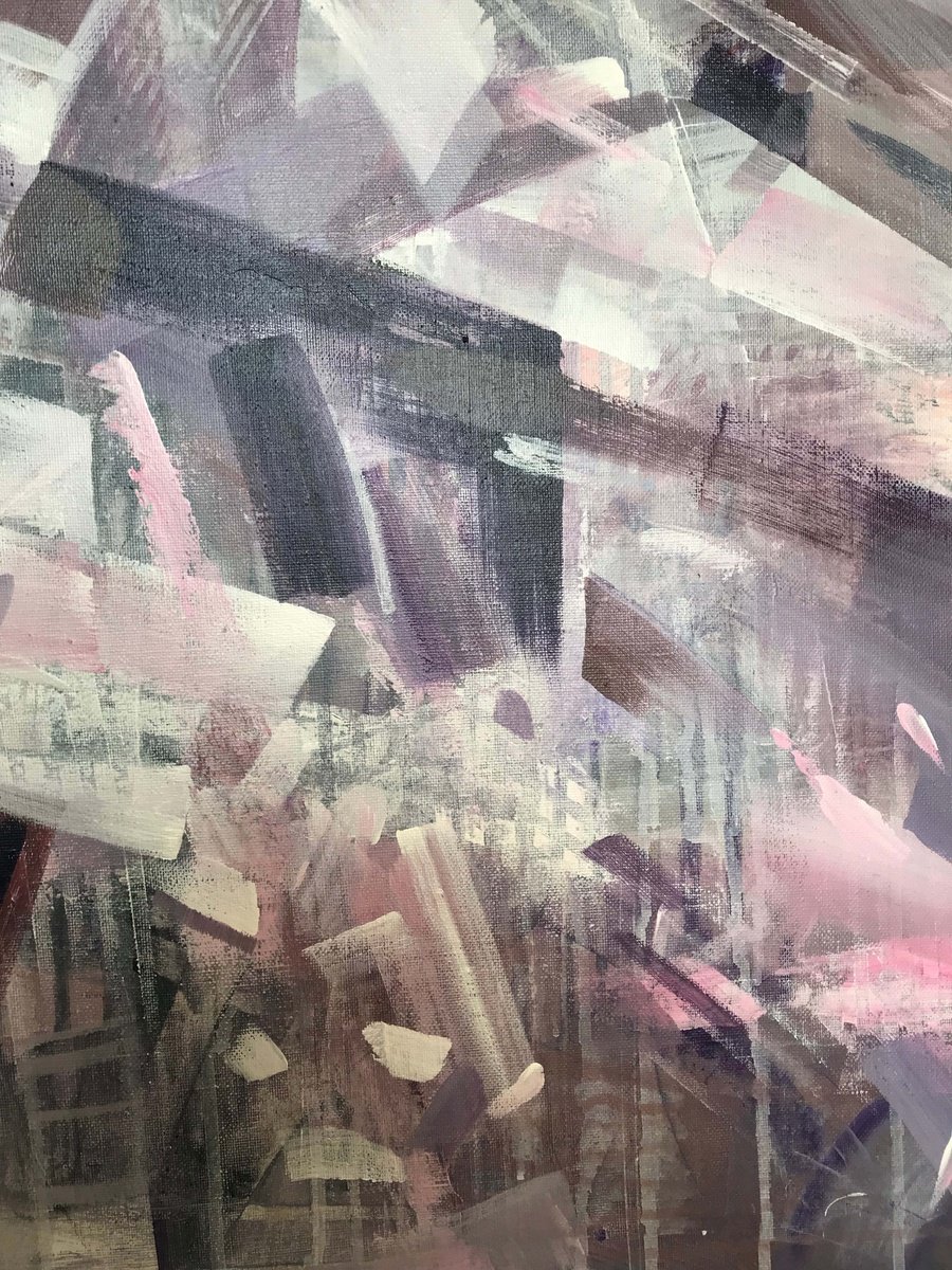 Organic Abstract Acrylic Painting By Galina Poloz, 24 X 35, Lavender Rain., Original Artwork