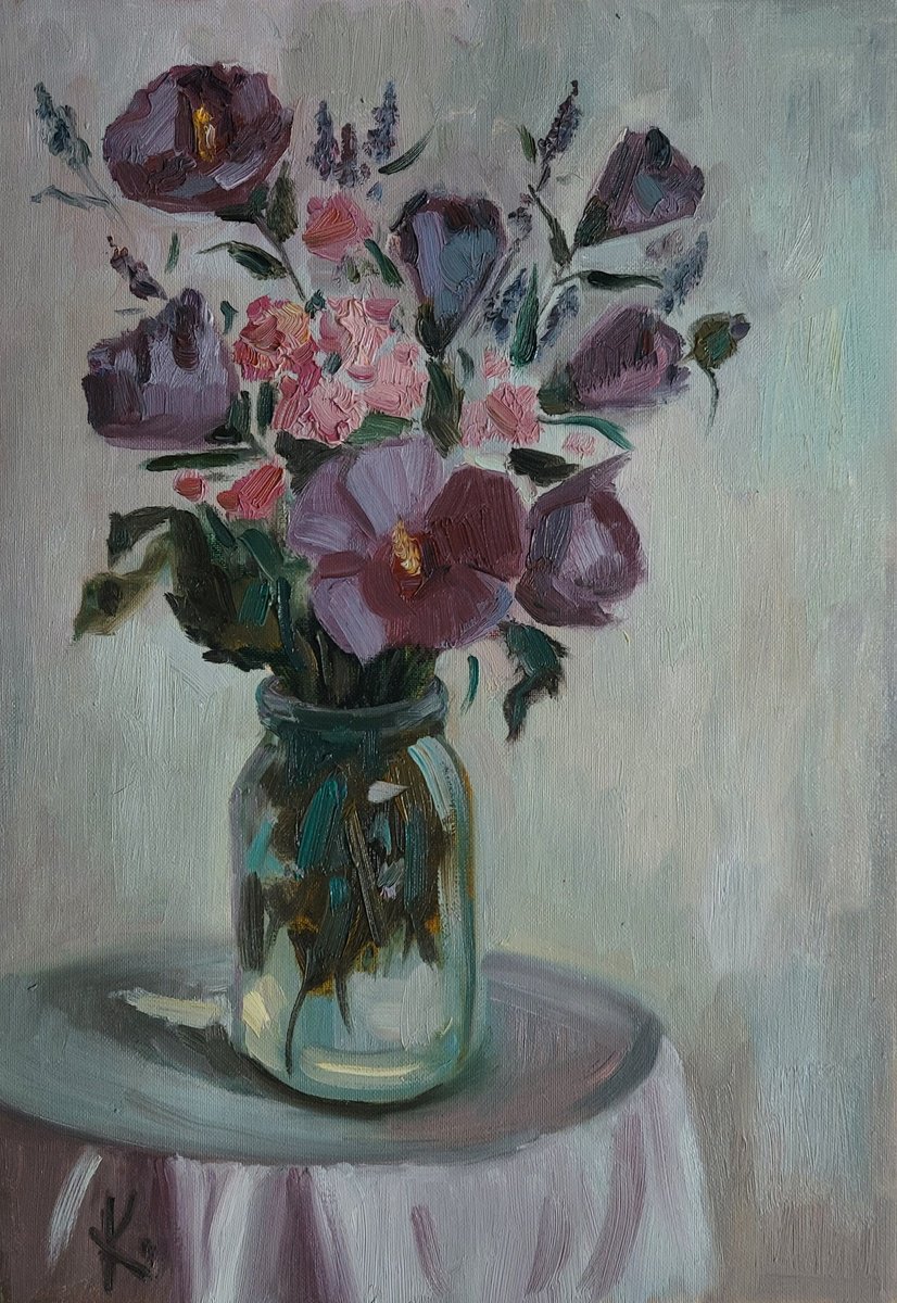 Still-life with flowers in impressionistic stile Garden flowers, 2023 by Olena Kolotova