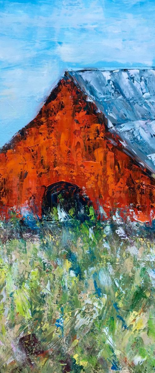 Old Red Barn 20"x20" by Emma Bell