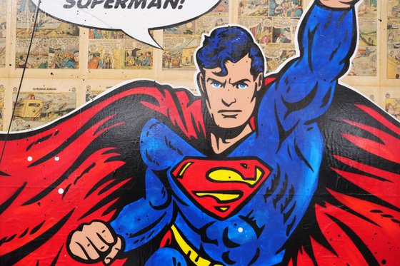 Man of Steel 140cm x 100cm Textured Comic Book Page Urban Pop Art