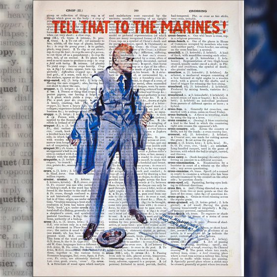 Tell That to the Marines! - Collage Art Print on Large Real English Dictionary Vintage Book Page