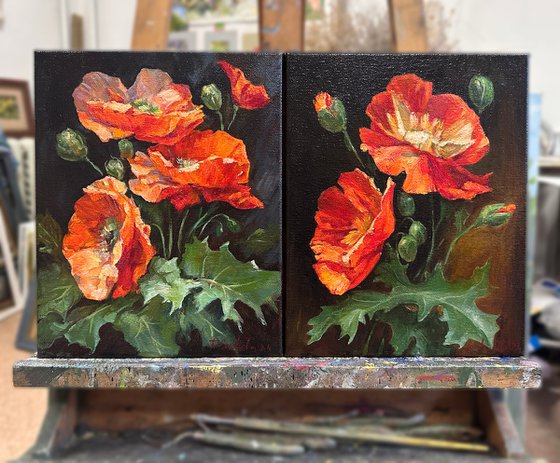 Poppies: Flame II (Left Panel)