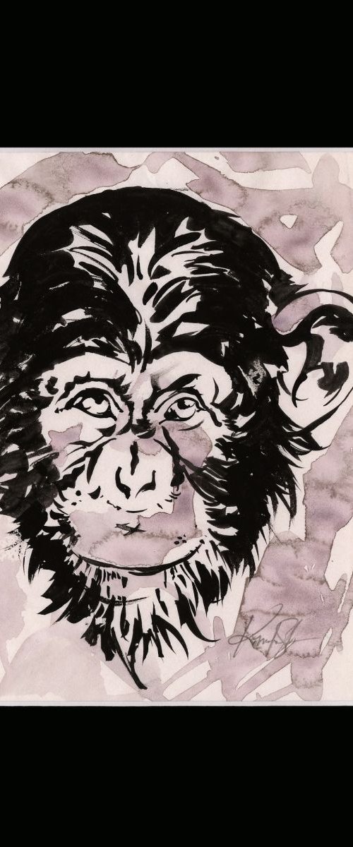 Chimpanzee 1 - Abstract Illustration Painting by Kathy Morton Stanion