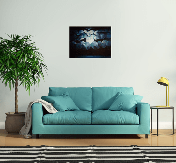 Moonlight (60x80cm, cubism, oil painting, ready to hang)
