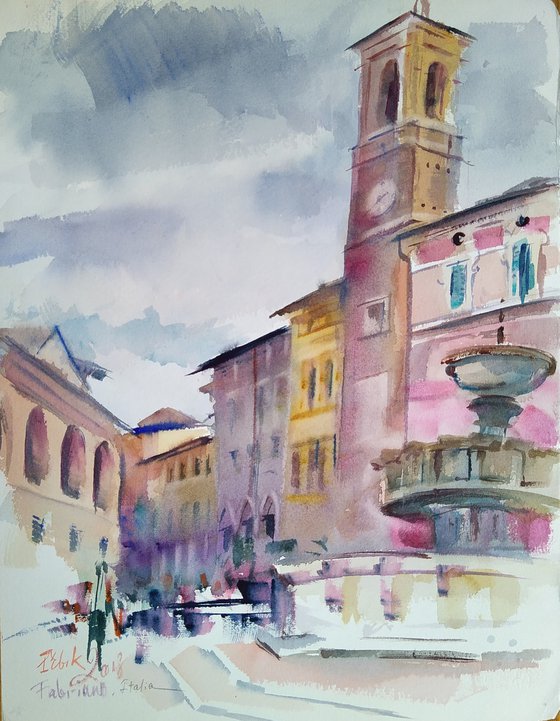 Plein air sketch of Fabriano. Italy