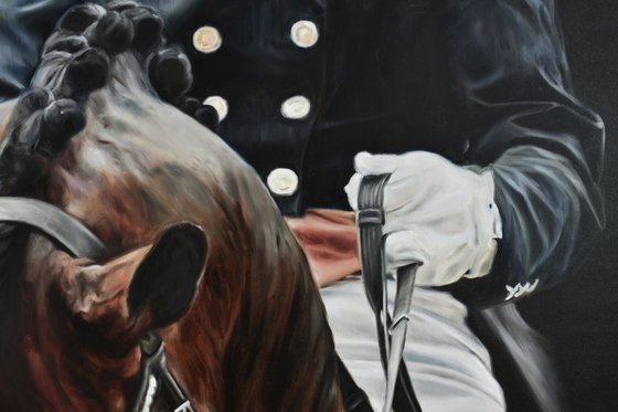 Oil painting with horse and rider 80 * 100 cm by Ivlieva Irina