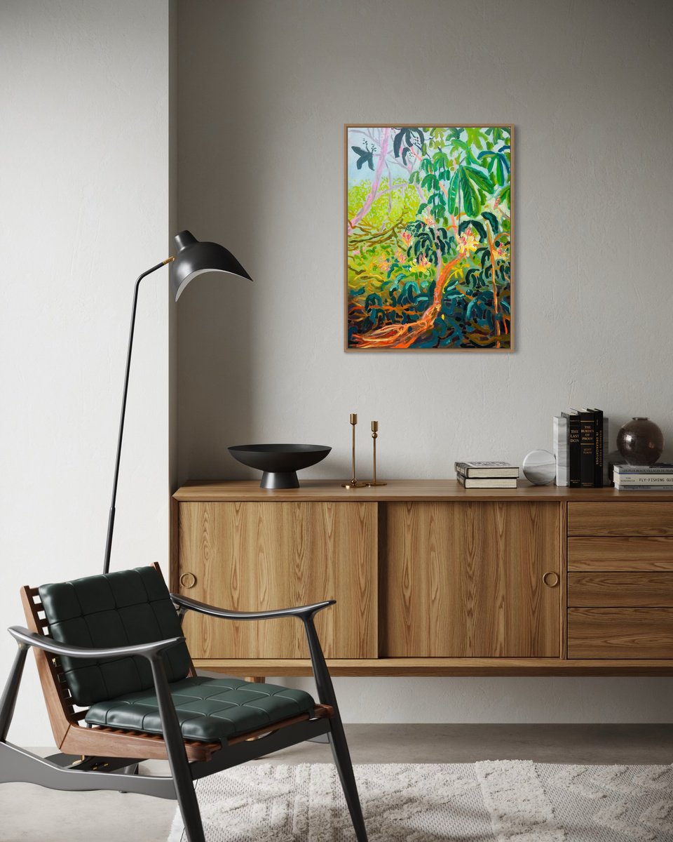 Expressive Botanical Acrylic Painting By Alice Gavin Atashkar, 24 X 31, Rhodedendron In Dartlands, Original Artwork