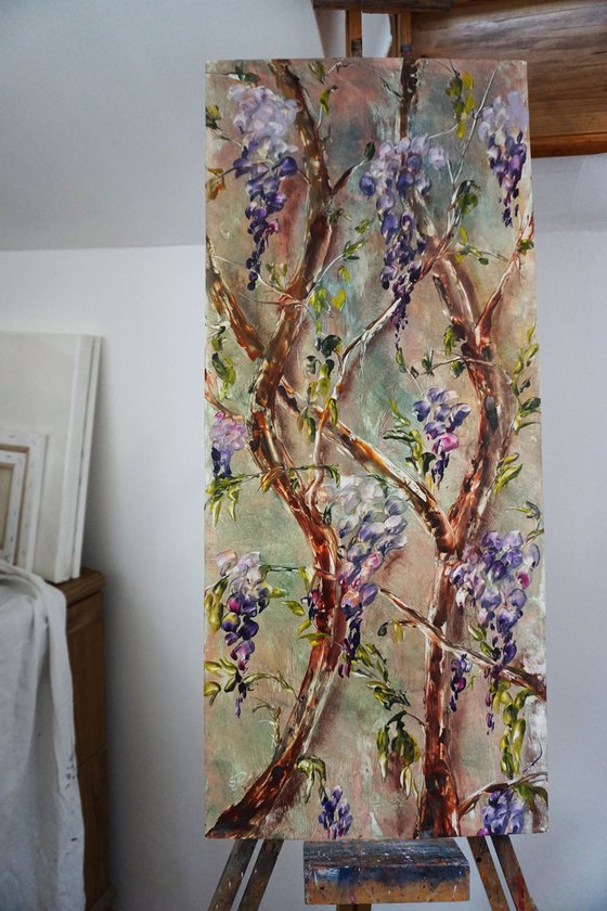 Chinese Wisteria (hot wax painting on paper)