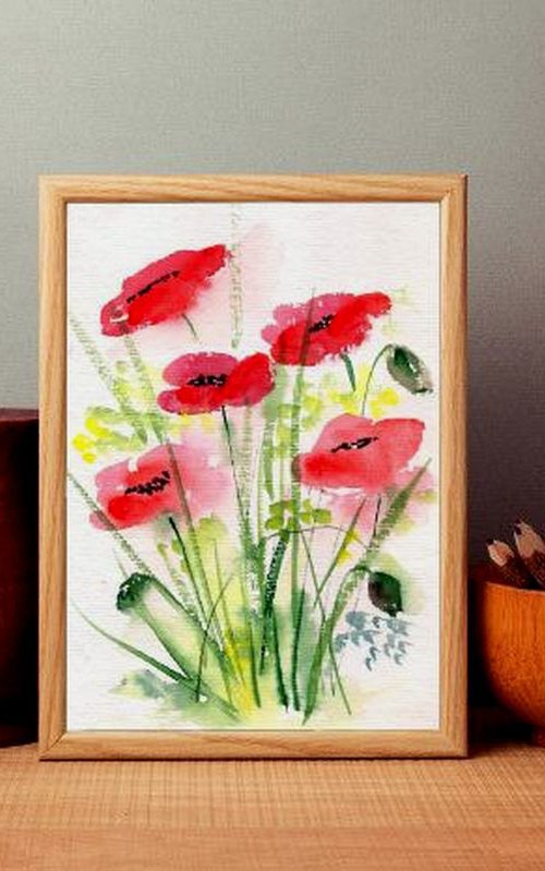 Five Red Poppies by Asha Shenoy
