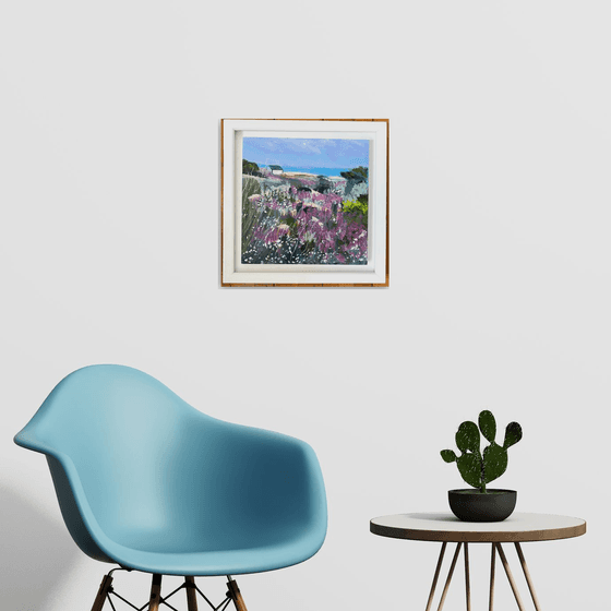 Wildflowers And Distant Beach Hut