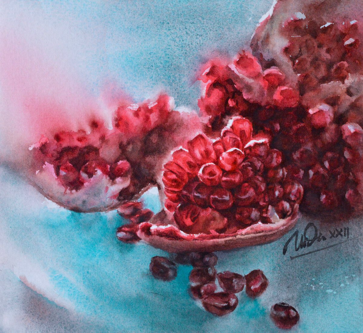 Ripe pomegranate by Lidiya Doukhnevitch