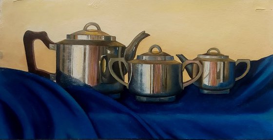 Teaset on Blue