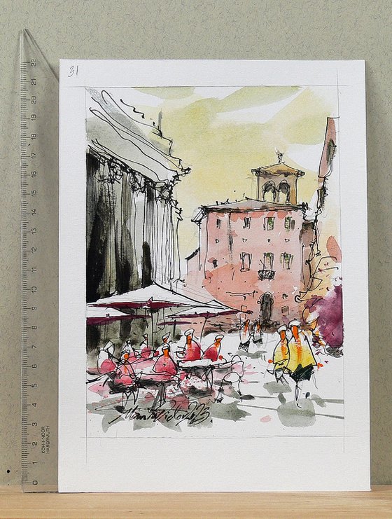 Rome, Trastevere-urban sketch.