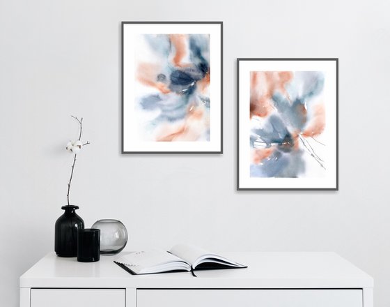 Abstract flowers diptych
