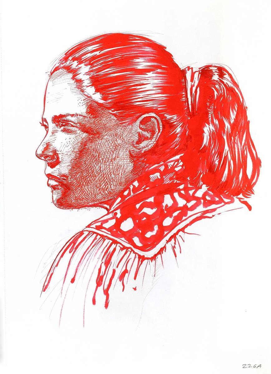 Portrait Ink Drawing By Dario Moschetta, 8 X 11, Portrait 226A.2020, Original Artwork