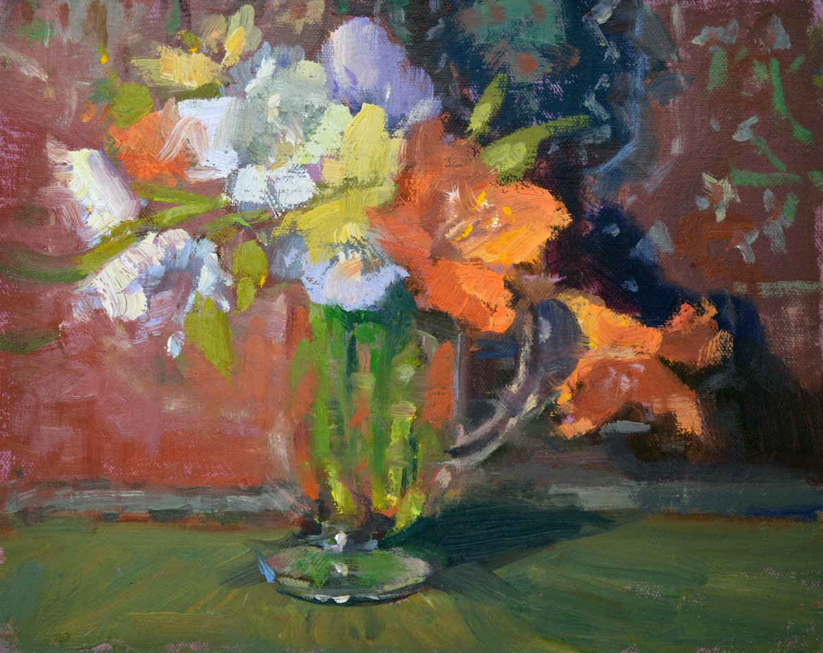 Impressionistic Botanical Oil Painting By Kristina Sellers, 10 X 8", Glad To See You, Original Artwork