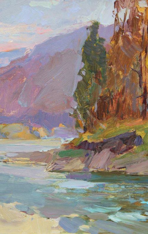 Autumn at the mountain river by Aleksandr  Kryushyn