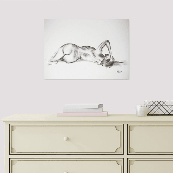 Nude in charcoal. 27. Black and white minimalistic female girl beauty body positive