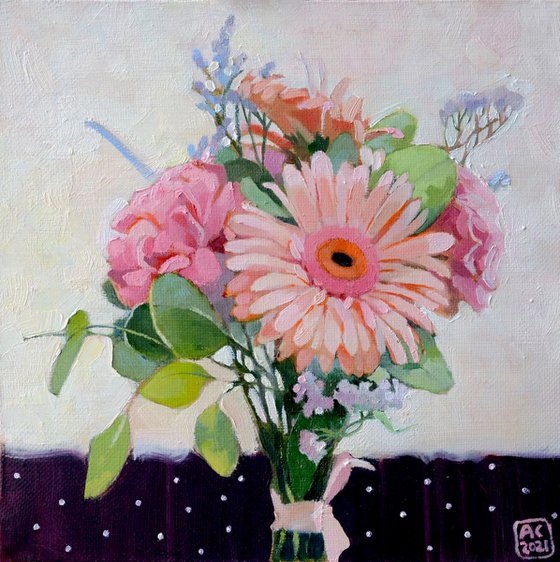 bouquet of gerbera and pinks