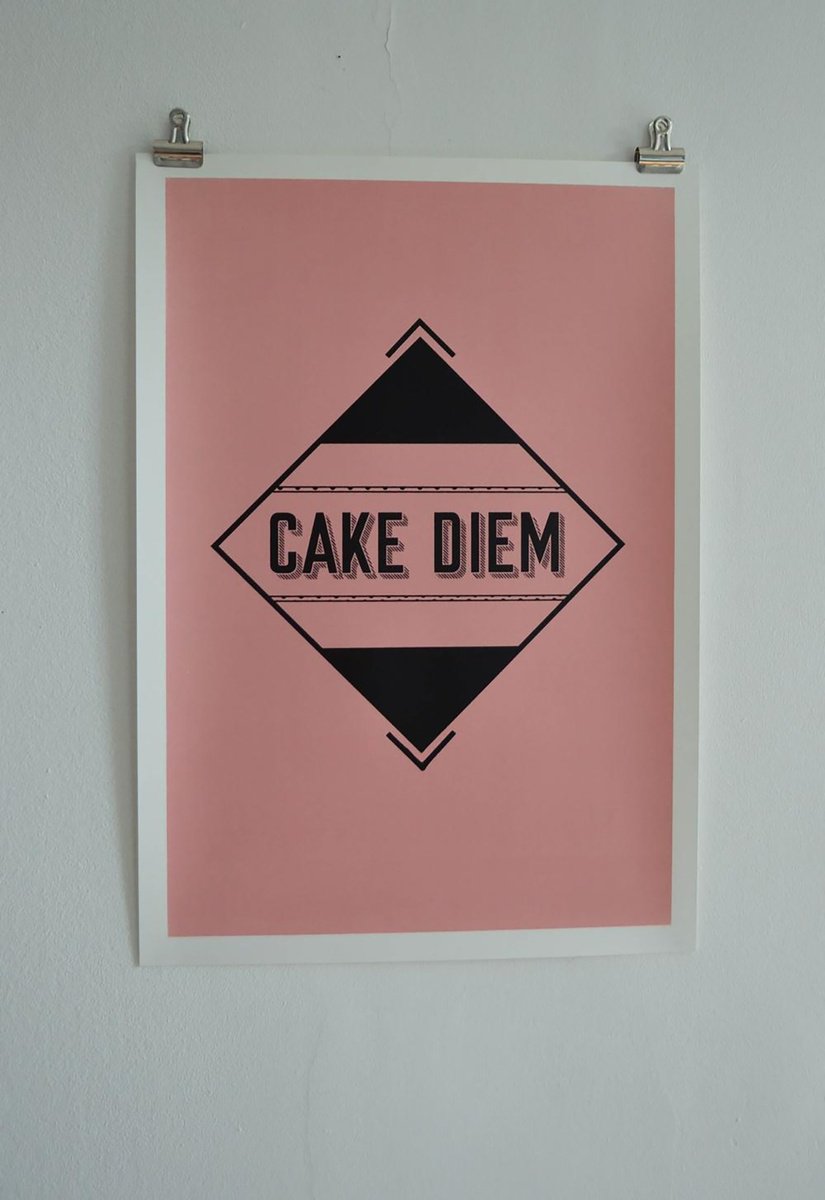 Typographic Screenprint , Cake Diem By Colour Black, 14 X 20, Artwork For Sale On Artfinder