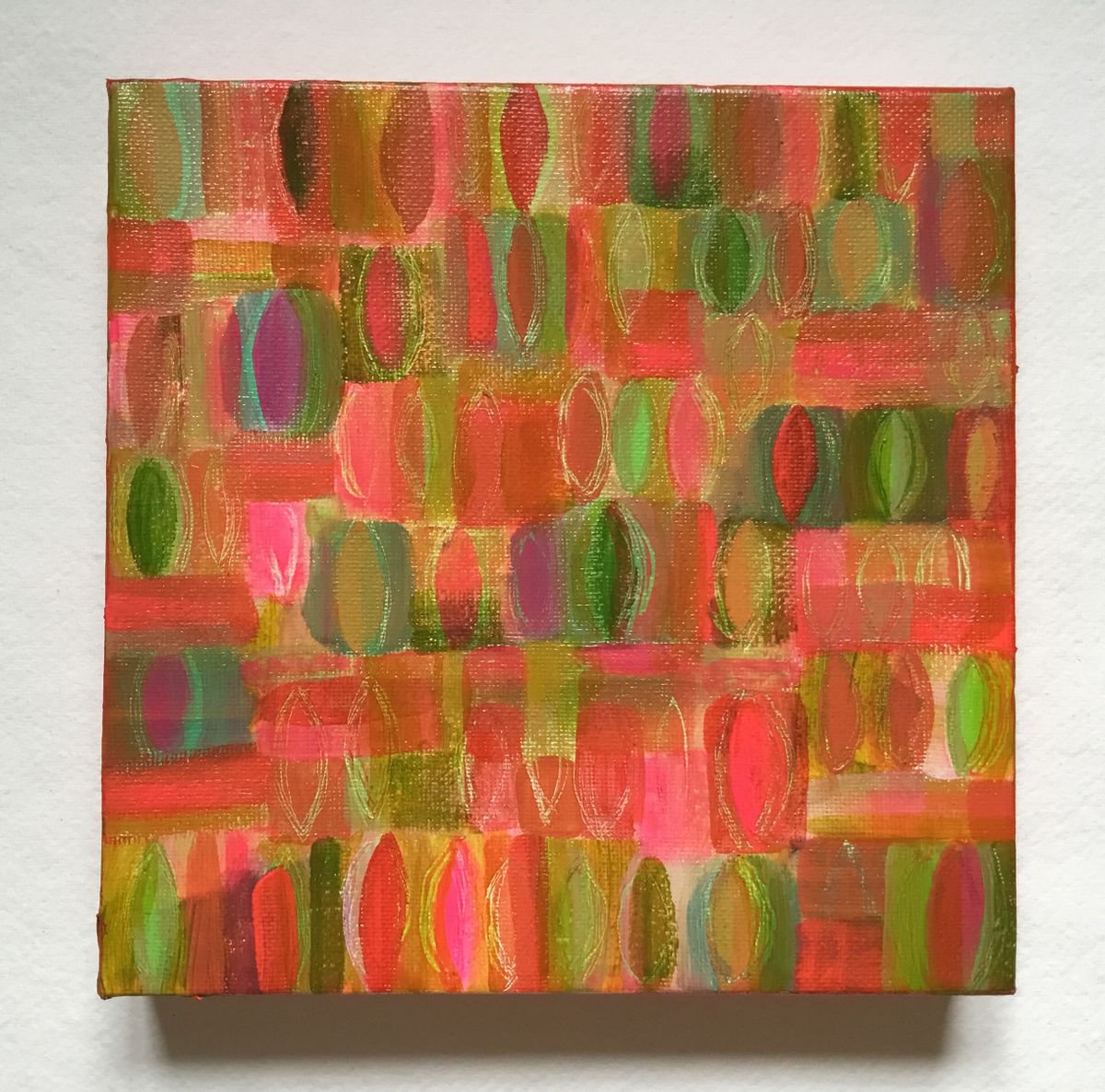 Spring Leaves, acrylic abstract canvas painting by Janice MacDougall