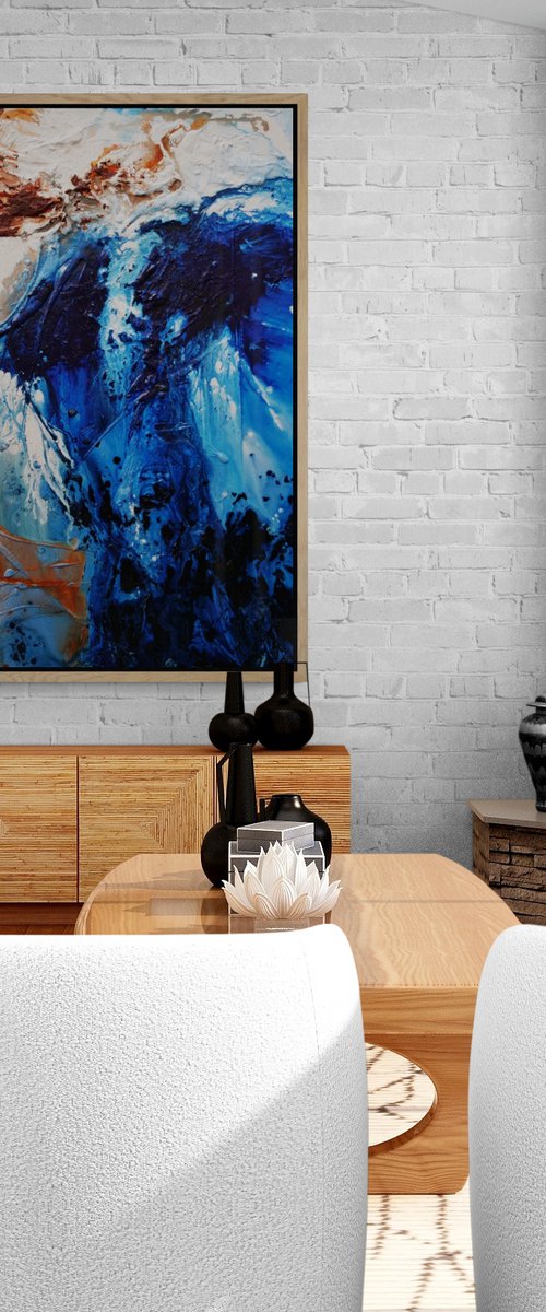 Oxide Landscape 120cm x 150cm Blue Oxide Textured Abstract Art by Franko