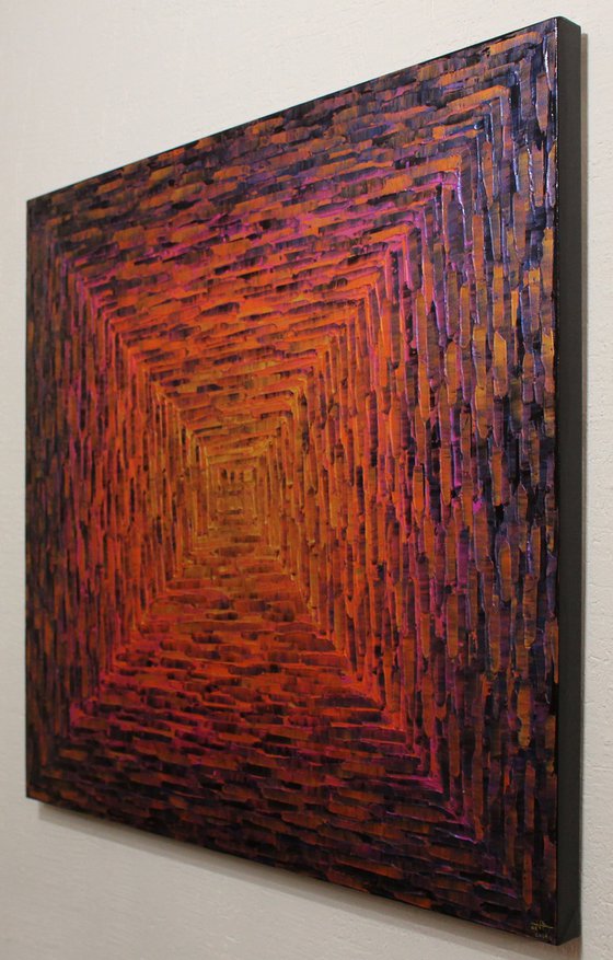 Large gold orange pink square gradient