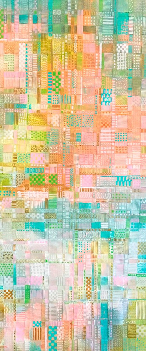 Summer Fields - woven recycled paper abstract painting by Jennifer Bell