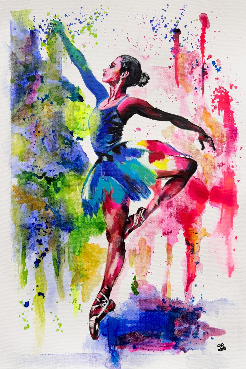 Expressive Portrait Acrylic Painting By Misty Lady - M. Nierobisz, 13 X 19", Dancing Lights, Original Artwork