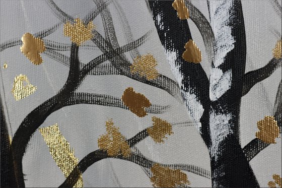 Golden Forest 2 - Acrylic Painting on Stretched Canvas - Abstract Art