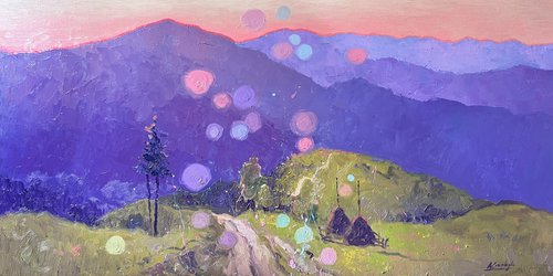 Pink evening in the Carpathians Mountains by Andrii Kovalyk