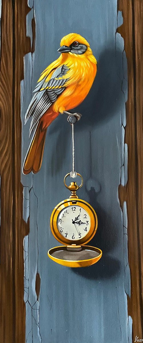 Eternal Moments: Bird and Timepiece by Ara Gasparian