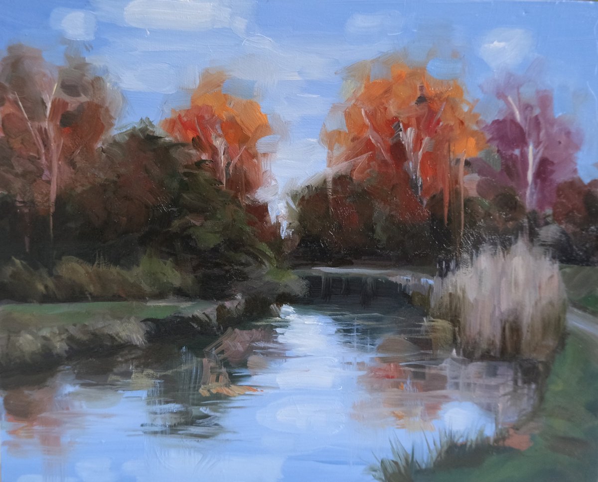 Organic Landscape Oil Painting By Kerry Lisa Davies, 10 X 8", A Moment In Autumn, Original Artwork