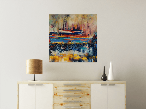The Mist Abstraction 31.5"x31.5" | Large Abstract Landscape |