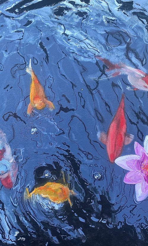 Koi Among The Lillies by Simon Jones