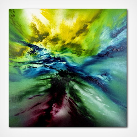 Deepest forest, 60x60 cm, Deep edge, Original abstract painting, oil on canvas