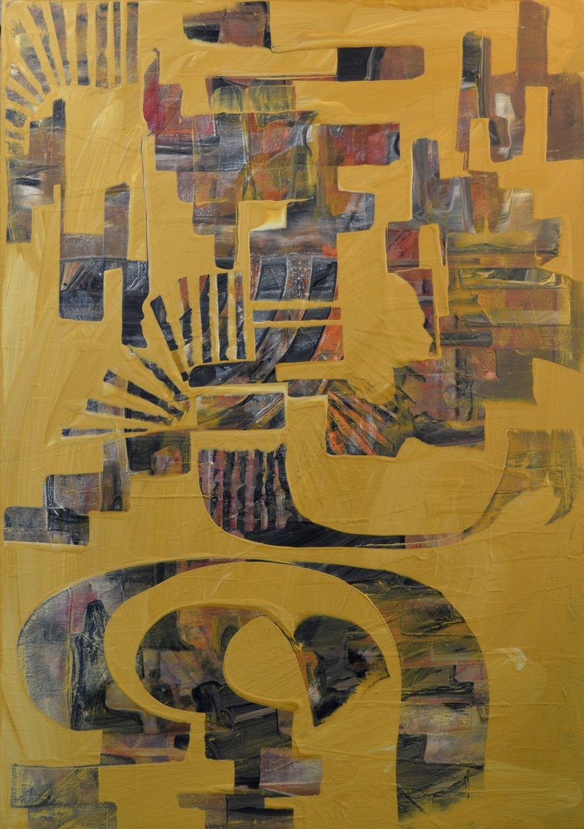 Abstract Acrylic Painting By Lucian Richards, 20 X 28", Luxor, Original Artwork