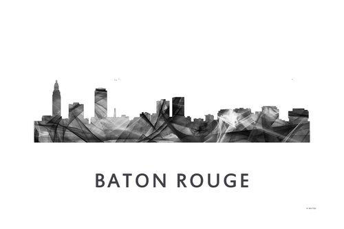 Baton Rouge Louisiana Skyline WB BW by Marlene Watson