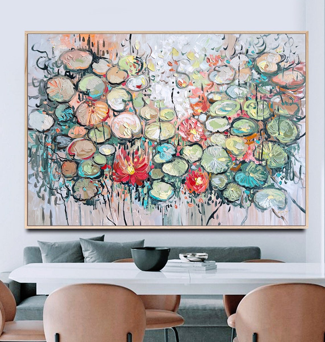  Sun Kissed Lotus Pond By Lana Guise, 51 X 35, Artwork For Sale On Artfinder