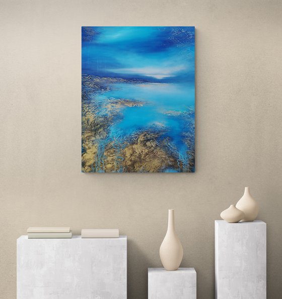 A XL large original modern semi-abstract painting "Calmness"