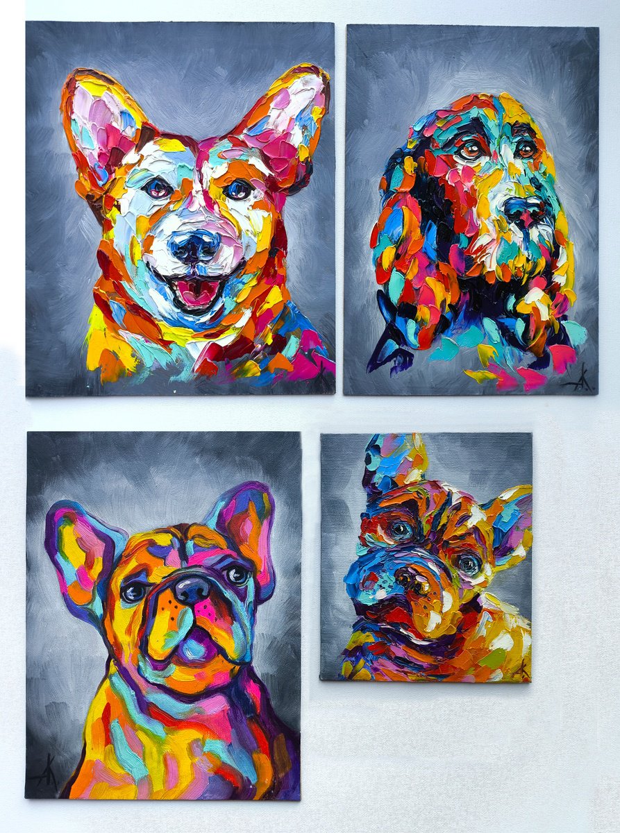 Expressive Oil Painting , My Best Friend (Set Of 4) By Anastasia Kozorez, 18 X 20, Artwork For Sale On Artfinder