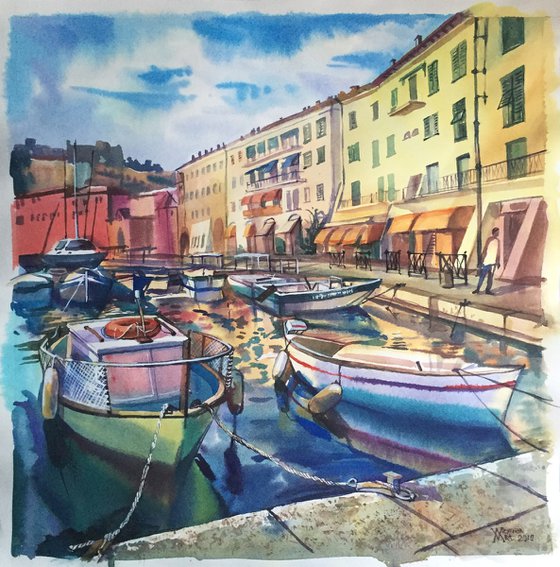 Italian landscape with boats