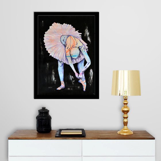 Ballerina - Vibrations Mixed Media Original Modern Art Painting