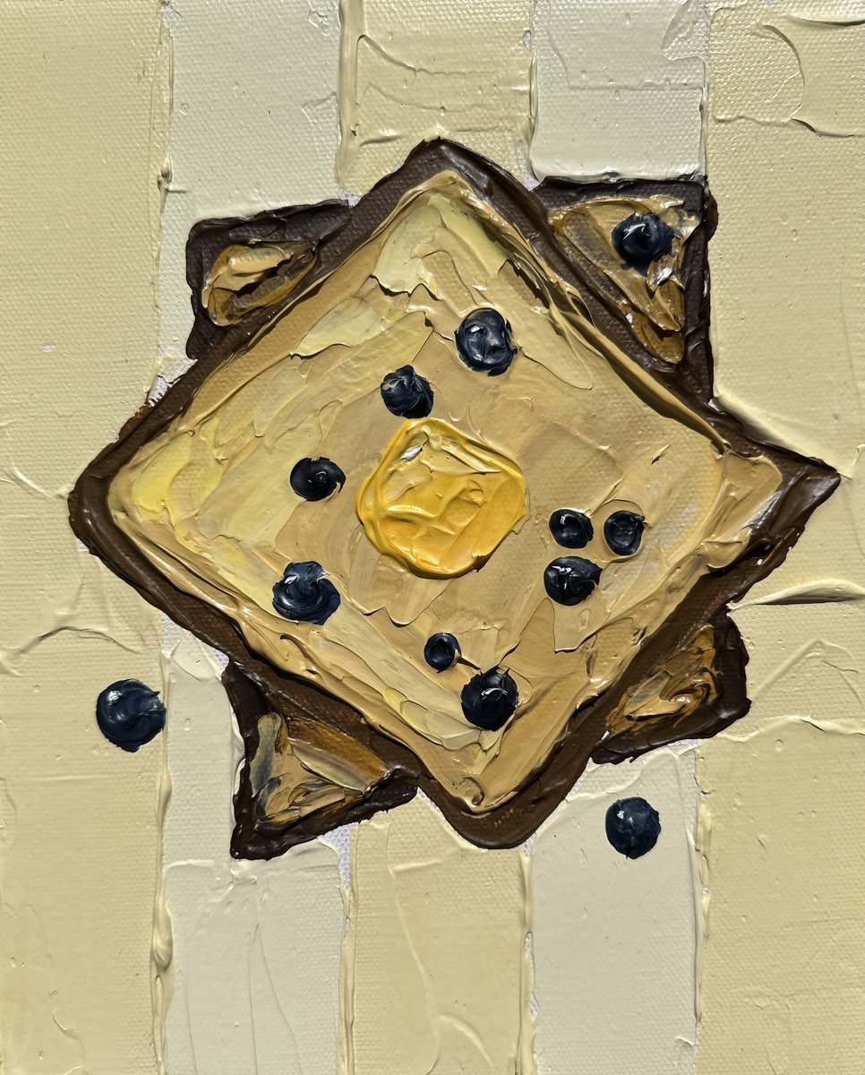 Impressionistic Still Life Acrylic Painting By Guzaliya Xavier, 8 X 10, Whats For Breakfast:french Toa, Original Artwork