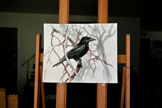 Raven on the tree